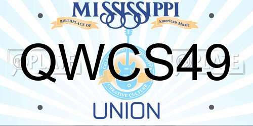 QWCS49 Mississippi License Plate