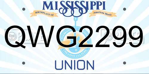QWG2299 Mississippi License Plate