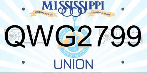 QWG2799 Mississippi License Plate