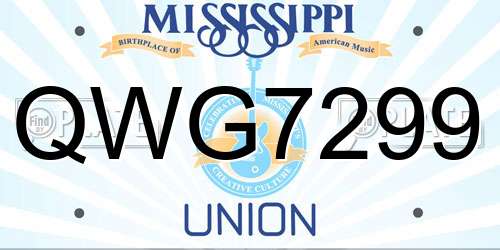QWG7299 Mississippi License Plate