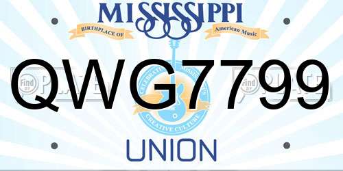 QWG7799 Mississippi License Plate