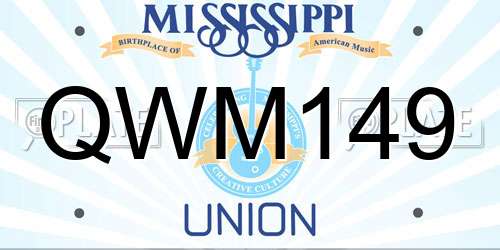 QWM149 Mississippi License Plate