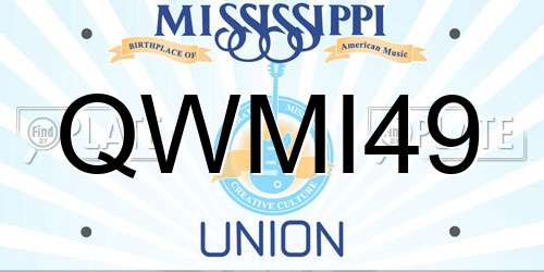 QWMI49 Mississippi License Plate