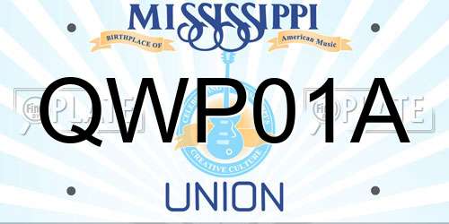 QWP01A Mississippi License Plate