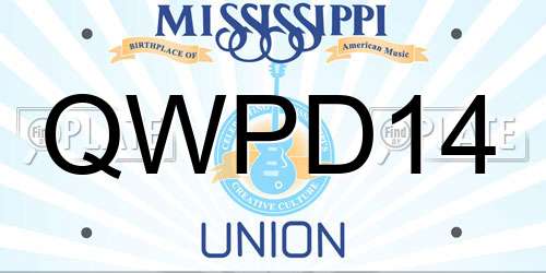 QWPD14 Mississippi License Plate