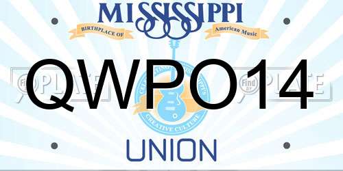 QWPO14 Mississippi License Plate