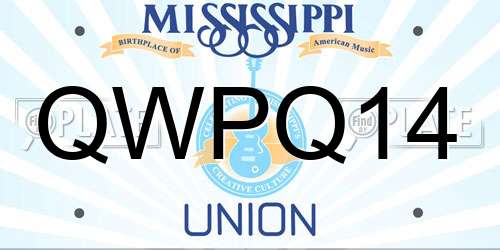 QWPQ14 Mississippi License Plate