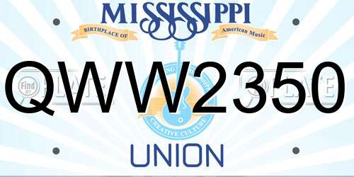 QWW2350 Mississippi License Plate