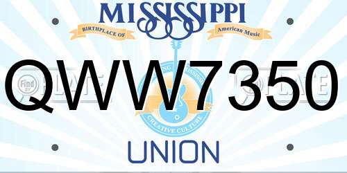 QWW7350 Mississippi License Plate