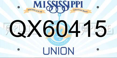 QX60415 Mississippi License Plate
