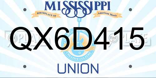 QX6D415 Mississippi License Plate