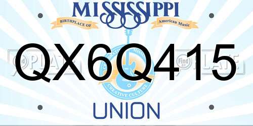 QX6Q415 Mississippi License Plate