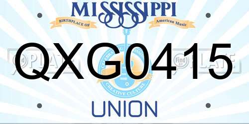 QXG0415 Mississippi License Plate