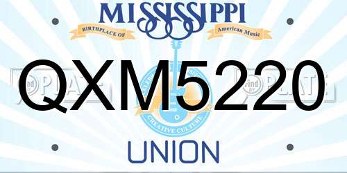 QXM5220 Mississippi License Plate