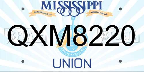QXM8220 Mississippi License Plate