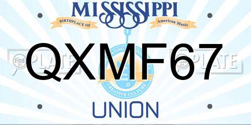 QXMF67 Mississippi License Plate