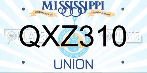 QXZ310 Mississippi License Plate