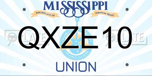 QXZE10 Mississippi License Plate