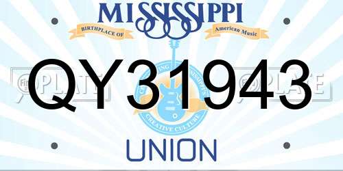 QY31943 Mississippi License Plate