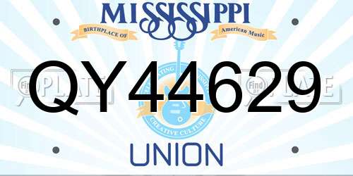 QY44629 Mississippi License Plate