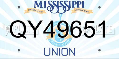QY49651 Mississippi License Plate
