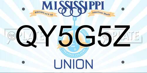 QY5G5Z Mississippi License Plate