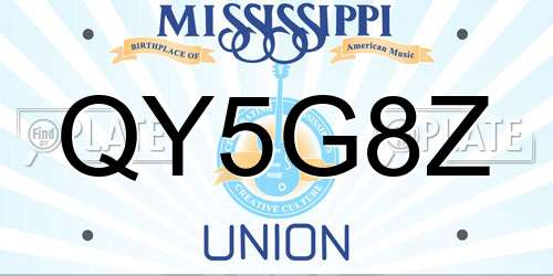 QY5G8Z Mississippi License Plate