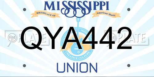 QYA442 Mississippi License Plate