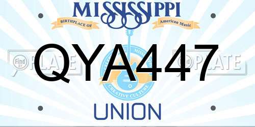 QYA447 Mississippi License Plate