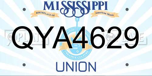 QYA4629 Mississippi License Plate