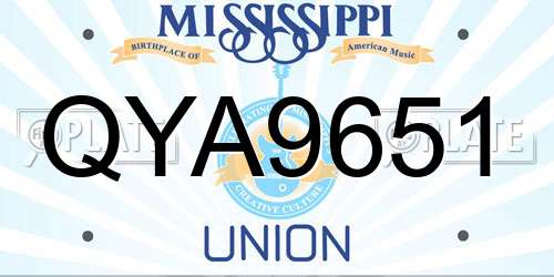 QYA9651 Mississippi License Plate
