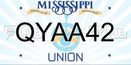 QYAA42 Mississippi License Plate