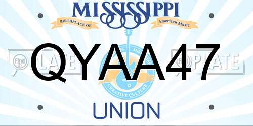 QYAA47 Mississippi License Plate