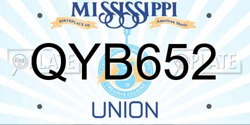 QYB652 Mississippi License Plate