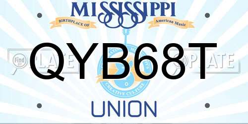 QYB68T Mississippi License Plate