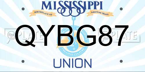 QYBG87 Mississippi License Plate