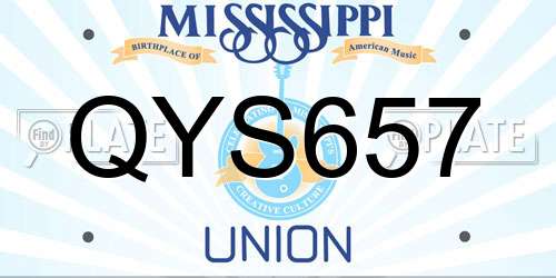 QYS657 Mississippi License Plate