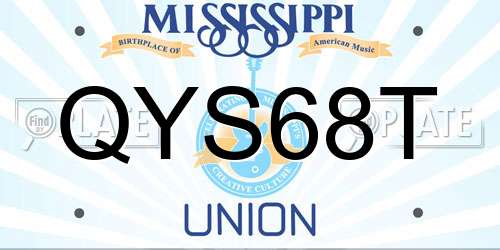 QYS68T Mississippi License Plate