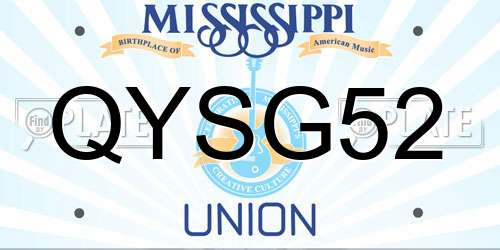 QYSG52 Mississippi License Plate
