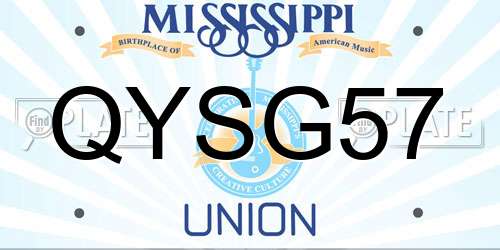 QYSG57 Mississippi License Plate