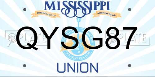 QYSG87 Mississippi License Plate