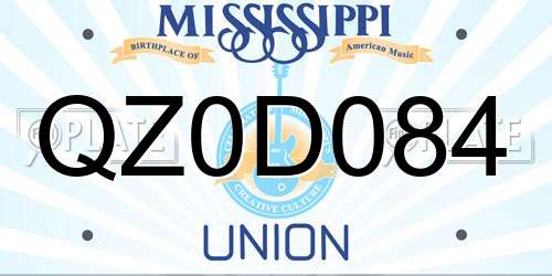 QZ0D084 Mississippi License Plate