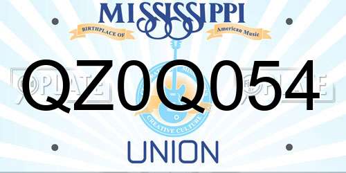 QZ0Q054 Mississippi License Plate