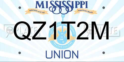 QZ1T2M Mississippi License Plate