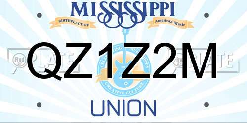 QZ1Z2M Mississippi License Plate