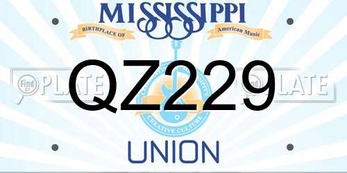 QZ229 Mississippi License Plate