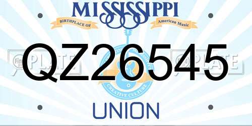 QZ26545 Mississippi License Plate