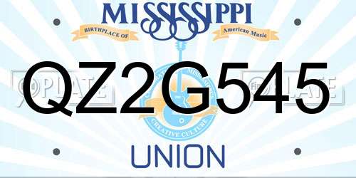 QZ2G545 Mississippi License Plate