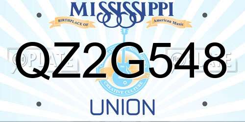 QZ2G548 Mississippi License Plate