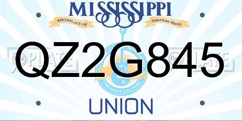 QZ2G845 Mississippi License Plate